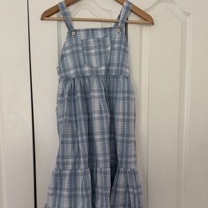 Tocoto Vintage Light Blue Plaid Tiered Sundress size  10 years, girl.